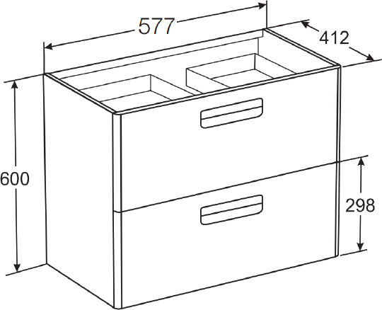 Roca Gap Тумба под раковину, подвесная 60х41,2х60h см, с 2мя выдвижными ящиками, цвет: белый матовый ZRU9302734