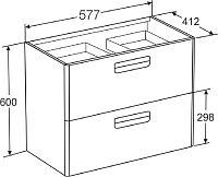 Roca Gap Тумба под раковину, подвесная 60х41,2х60h см, с 2мя выдвижными ящиками, цвет: белый матовый ZRU9302734