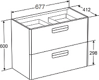 Roca Gap Тумба под раковину, подвесная 70х41,2х60h см, с 2мя выдвижными ящиками, цвет: белый матовый ZRU9302733