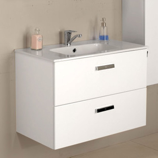 Roca Victoria Nord Тумба под раковину, подвесная 80х45х55h см, с 2мя ящиками, цвет: белый глянцевый ZRU9000032