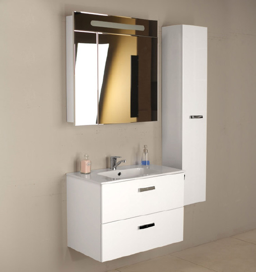 Roca Victoria Nord Тумба под раковину, подвесная 80х45х55h см, с 2мя ящиками, цвет: белый глянцевый ZRU9000032