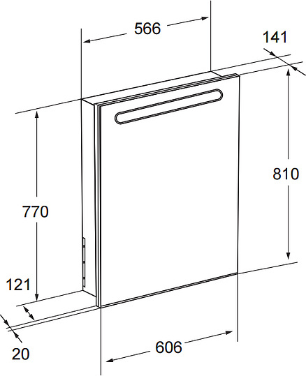 Roca Victoria Nord Black Edition Зеркальный шкаф 60х81 см, подсветка, без выкл., цвет: черный глянец ZRU9000098