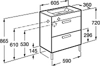 Roca Debba Тумба под раковину напольная 60х36х86,5h см, с 2мя выдвижными ящиками, цвет: белый гляней ZRU9302708