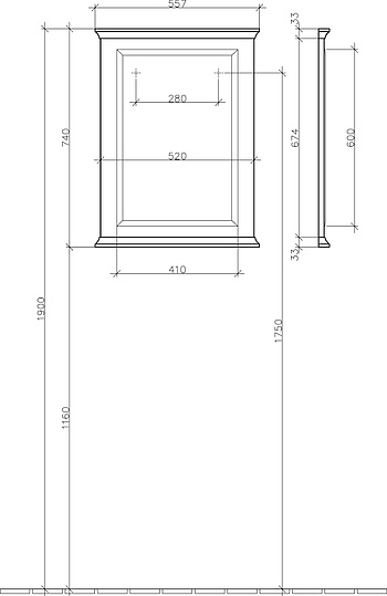 Villeroy & Boch Hommage Зеркало 55,7x3x74h см 85650000