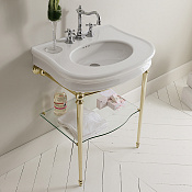 3SC Консоль Florian 90х54хh86см, с раковиной, сиф. и стекл.полочкой, цвет золото Lucido FL3090GD