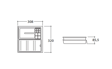 Globo Opi Внутренний разделитель для выдвижного ящика 32x30,8 см, цвет: серый OP001CAR