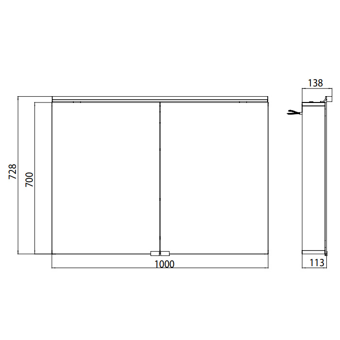 Emco Flat Зеркальный шкаф 100 cм, розетка 9797 050 65