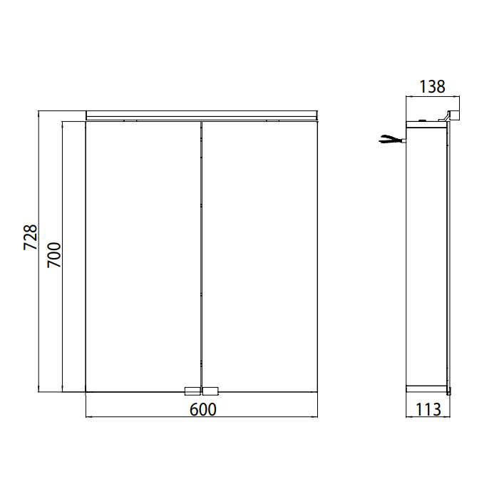 Emco Flat Зеркальный шкаф 60 cм, розетка 9797 052 63