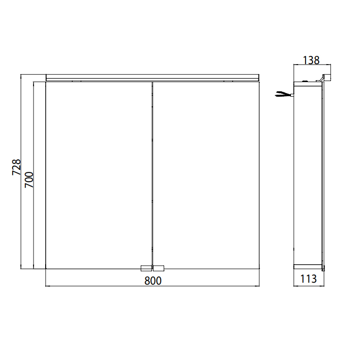 Emco Flat Зеркальный шкаф 80 cм, розетка 9797 052 64