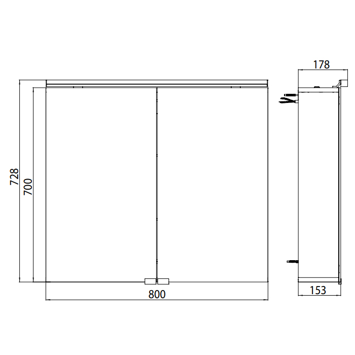 Emco Pure Зеркальный шкаф 80 cм, розетка 9797 050 82