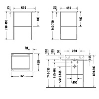 Duravit DuraSquare Консоль металлическая напольная регулировка, цвет black matt 0031154600