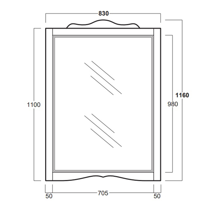 Simas Arcade Зеркало 83х116h см, без подсветки, цвет: noce ARS2 noce