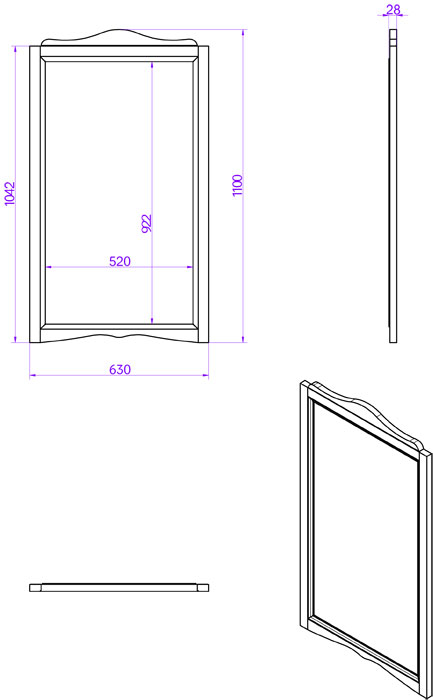 TW Veronica Зеркало 63хh110 см, цвет bianco VER1163-B