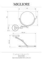 Migliore Зеркало оптическое на шарнирах 3X d18x42х25h, цвет: золото 21983