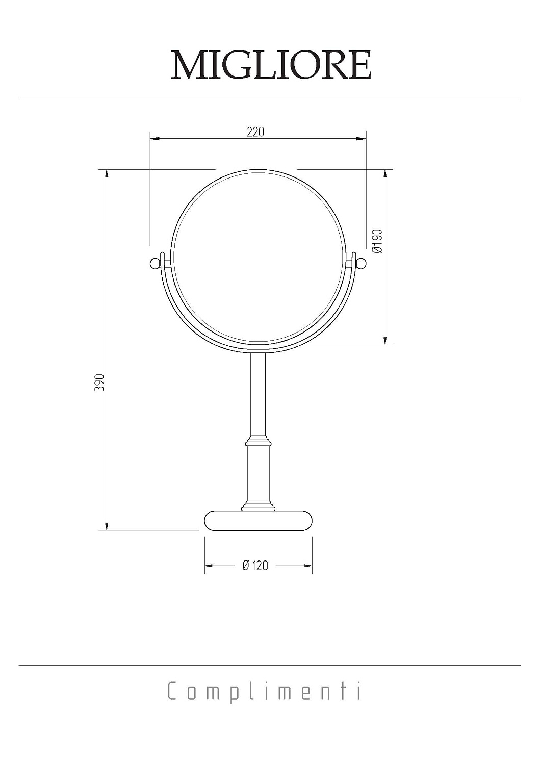 Migliore Jerri Зеркало оптическое настольное 3X d18х12x35h, цвет: бронза 21974