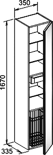 Keuco Royal Reflex Шкаф-пенал R 35x33,5x167h см, цвет: коричневый 34031 140002