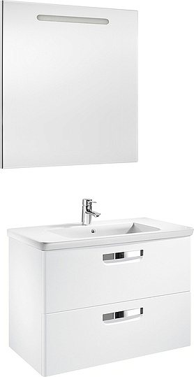 Roca Gap Тумба под раковину, подвесная 80х41,2х60h см, с 2мя выдвижными ящиками, цвет: белый глянец ZRU9302877