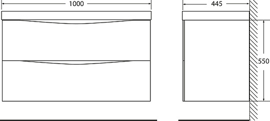 Тумба для комплекта BelBagno Marino 100 rovere grigio MARINO-1000-2C-SO-RG-P