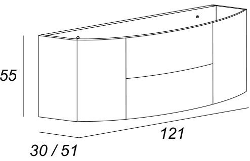 Cezares Eden Тумба под раковину подвесная 121x51x55h см, цвет: frassino bianco 54418