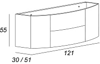 Cezares Eden Тумба под раковину подвесная 121x51x55h см, цвет: grigio talpa opaco 54407