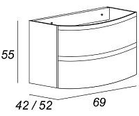 Cezares Vague Тумба под раковину подвесная 69x52x55h см, цвет: bianco lucido 44220