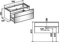 Keuco Royal Reflex Тумба под раковину, подвесная 99,6x48,7x45h см, цвет: белый 34070 210000