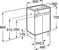 Roca Debba Тумба под раковину, напольная 50х36х86,5h см, 2 створки, ножки, цвет: венге ZRU9302709