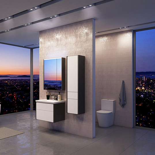 Roca Ronda Тумба под раковину, подвесная 60х44х52h см, с 2мя ящиками, цвет: белый глянец/антрацит ZRU9302963