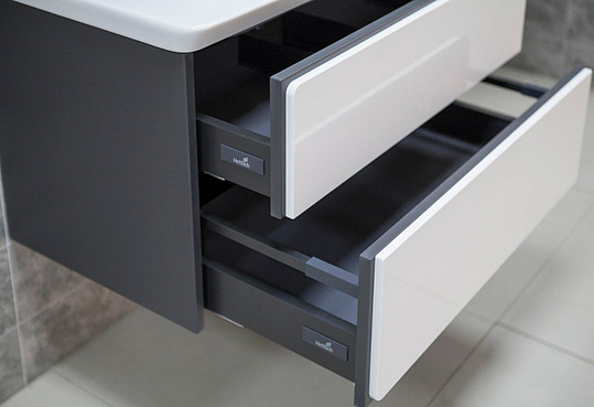 Roca Ronda Тумба под раковину, подвесная 60х44х52h см, с 2мя ящиками, цвет: белый глянец/антрацит ZRU9302963