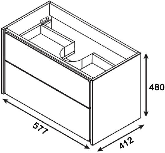 Roca Ronda Тумба под раковину, подвесная 60х44х52h см, с 2мя ящиками, цвет: белый глянец/антрацит ZRU9302963