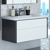 Roca Ronda Тумба под раковину, подвесная 80х44х52h см, с 2мя ящиками, цвет: белый глянец/антрацит ZRU9302965