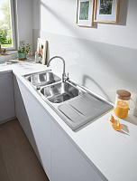 Grohe K400 Кухонная мойка двойная из нержавеющей стали 116x20 см, с крылом, цвет: нержавеющая сталь 31587SD0