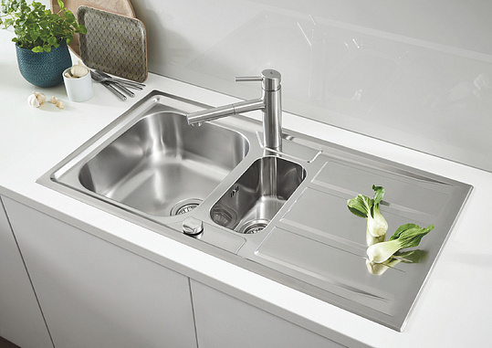 Grohe K400 Кухонная мойка из нерж. стали 98,3x18,8см, с крылом и доп. чашей, цвет: нержавеющая сталь 31569SD0