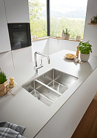 Grohe K700U Кухонная мойка из нержавеющей стали 58,5x19,5 см, с доп. чашей, цвет: нержавеющая сталь 31576SD0