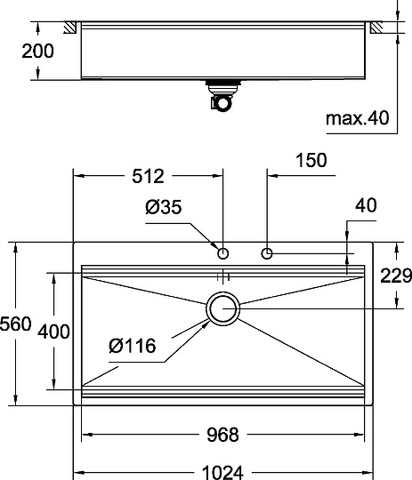 Grohe K800 Кухонная мойка из нержавеющей стали 102,4x20 см, цвет: нержавеющая сталь 31586SD0