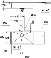 Grohe K1000 Кухонная мойка из нерж. стали 116x20 см, с крылом и доп. чашей, цвет: нержавеющая сталь 31581SD0