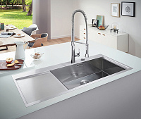Grohe K1000 Кухонная мойка из нерж. стали 116x20 см, с крылом и доп. чашей, цвет: нержавеющая сталь 31582SD0