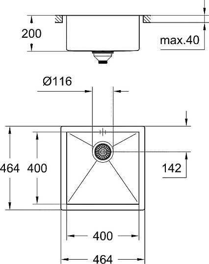 Grohe K700 Кухонная мойка из нержавеющей стали 46,4x20 см, с доп. чашей, цвет: нержавеющая сталь 31578SD0