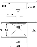 Grohe K700 Кухонная мойка из нержавеющей стали 56,4x20 см, с доп. чашей, цвет: нержавеющая сталь 31579SD0