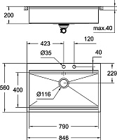 Grohe K800 Кухонная мойка из нержавеющей стали 84,6x20 см, цвет: нержавеющая сталь 31584SD0