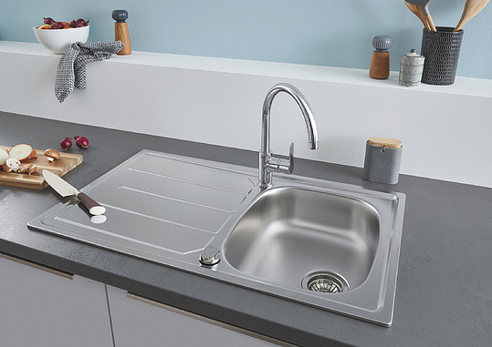 Grohe K200 Кухонная мойка из нержавеющей стали 86x16 см, с крылом, цвет: нержавеющая сталь 31552SD0