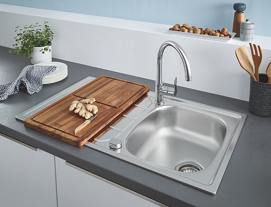 Grohe K200 Кухонная мойка из нержавеющей стали 86x16 см, с крылом, цвет: нержавеющая сталь 31552SD0