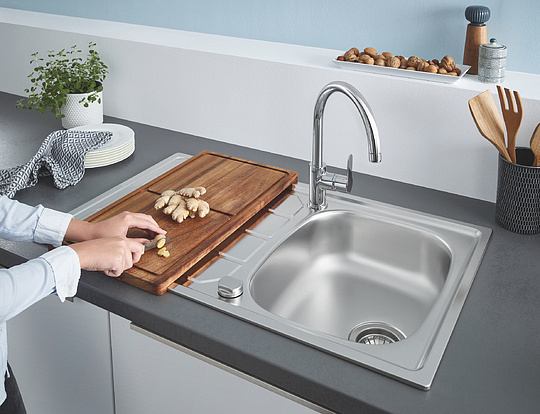 Grohe K200 Кухонная мойка из нержавеющей стали 86x16 см, с крылом, цвет: нержавеющая сталь 31552SD0