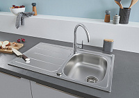 Grohe K200 Кухонная мойка из нержавеющей стали 86x16 см, с крылом, цвет: нержавеющая сталь 31552SD0