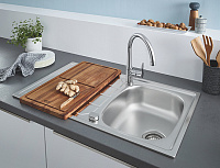 Grohe K200 Кухонная мойка из нержавеющей стали 86x16 см, с крылом, цвет: нержавеющая сталь 31552SD0