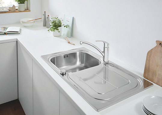 Grohe K300 Кухонная мойка из нержавеющей стали 86x17,5 см, с крылом, цвет: нержавеющая сталь 31563SD0