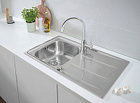 Grohe K400 Кухонная мойка из нержавеющей стали 86x18,5 см, с крылом, цвет: нержавеющая сталь 31566SD0