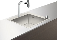 Hansgrohe C71 Кухонная мойка встраиваемая 1 чаша, смеситель, система слива 55x50 см, цвет: хром 43201000