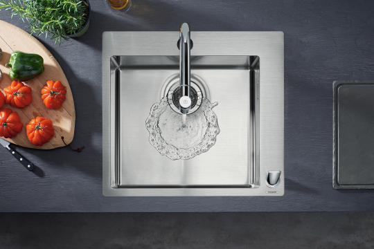 Hansgrohe C71 Кухонная мойка встраиваемая 1 чаша, смеситель, слив 55x50 см, цвет: нержавеющая сталь 43201800