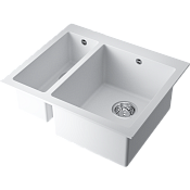 Omoikiri Bosen 59-2-WH Кухонная мойка Tetogranit 59x50 см, цвет: белый 4993152